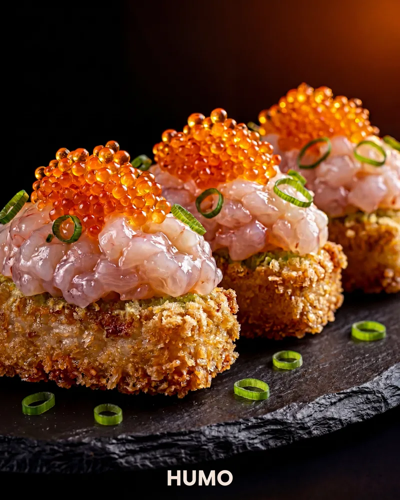 Prawn tartare on slate