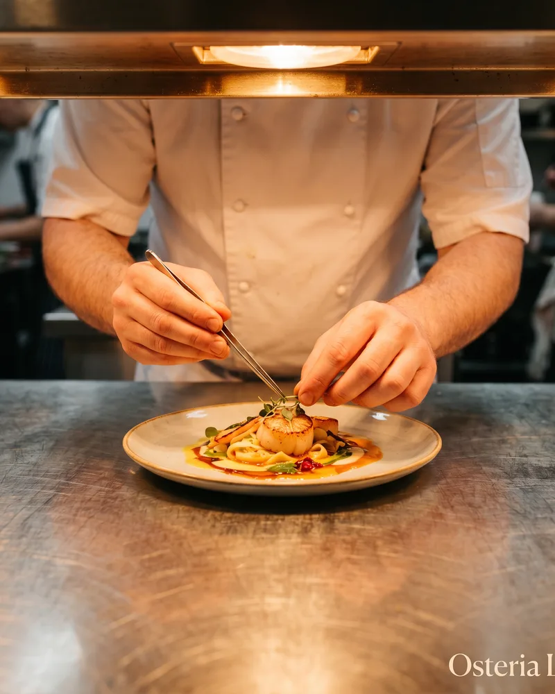 Chef plating a dish